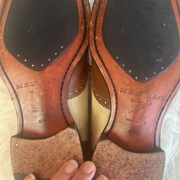 Mezlan Men’s Brown/Beige Wingtip Spectator Oxford Dress Shoes Size 8 - Picture 11 of 16